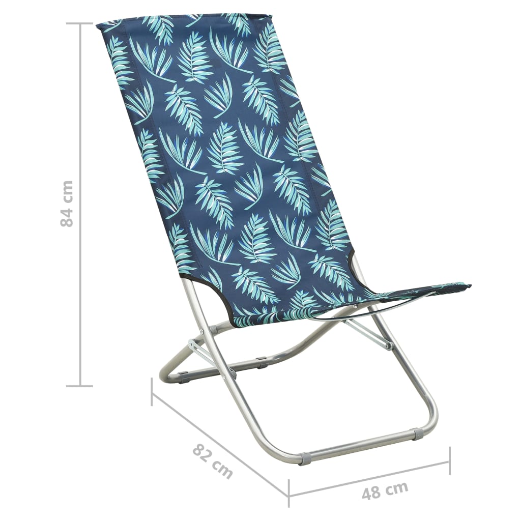 vidaXL Skladacie plážové stoličky 2 ks potlač s listami látka