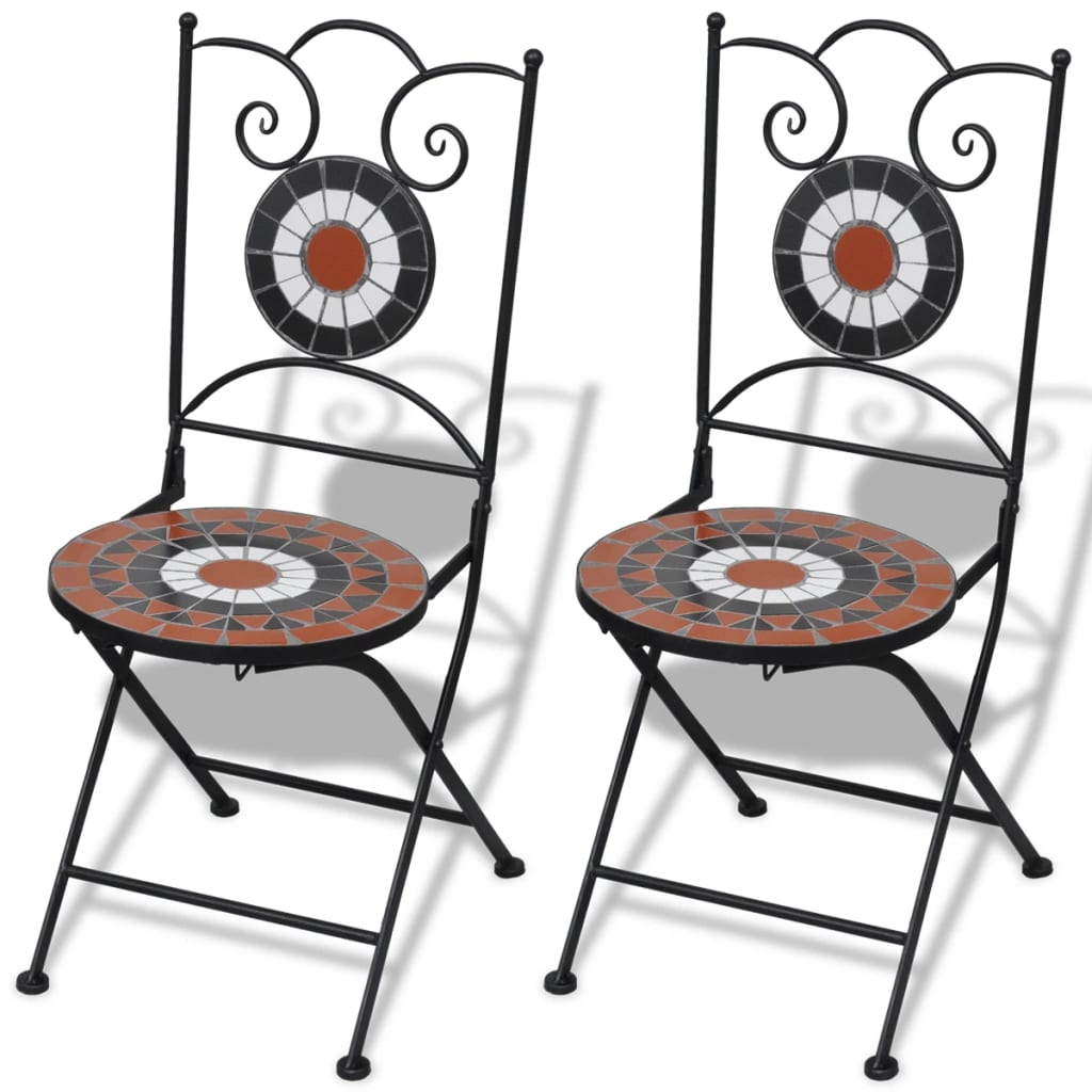 vidaXL Skladacie záhradné stoličky 2 ks, keramika, tehlové a biele