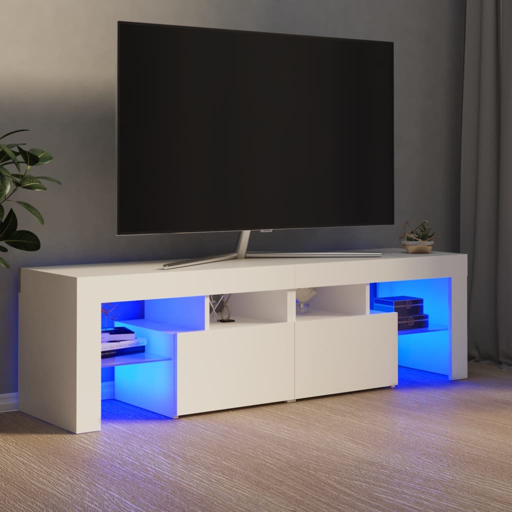 vidaXL TV skrinka s LED svetlami, biela 140x36,5x40 cm