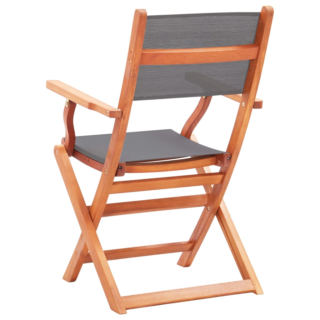 vidaXL Skladacie záhradné stoličky 4 ks, sivé, eukalyptus a textilén
