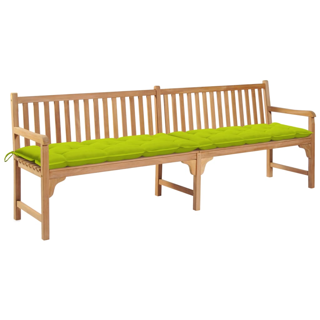 vidaXL Záhradná lavička s jasnozeleným vankúšom 240 cm tíkový masív