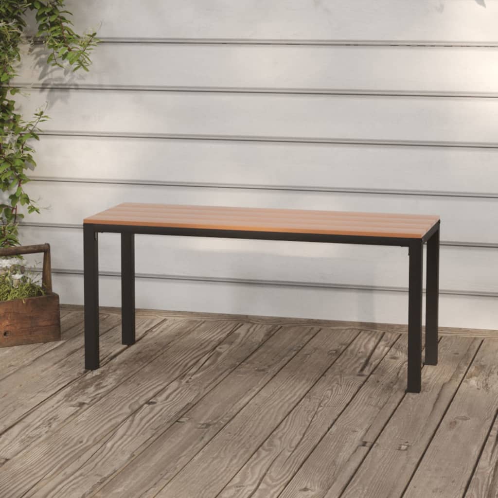 vidaXL Záhradná lavička 110 cm oceľ a WPC hnedá a čierna