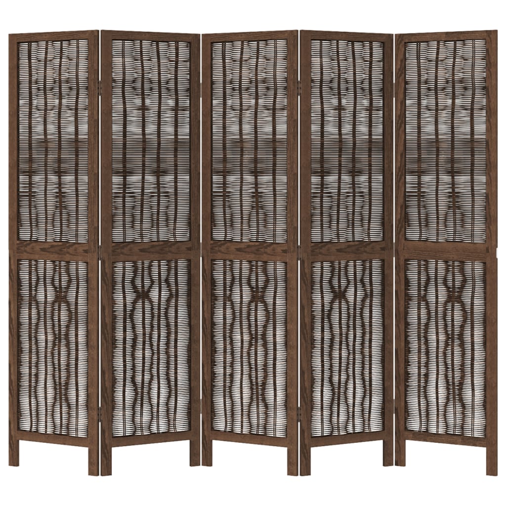 vidaXL Paraván 5 panelov tmavohnedý masívne drevo paulownie