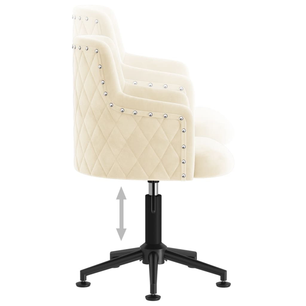 vidaXL Otočná kancelárska stolička krémová zamatová