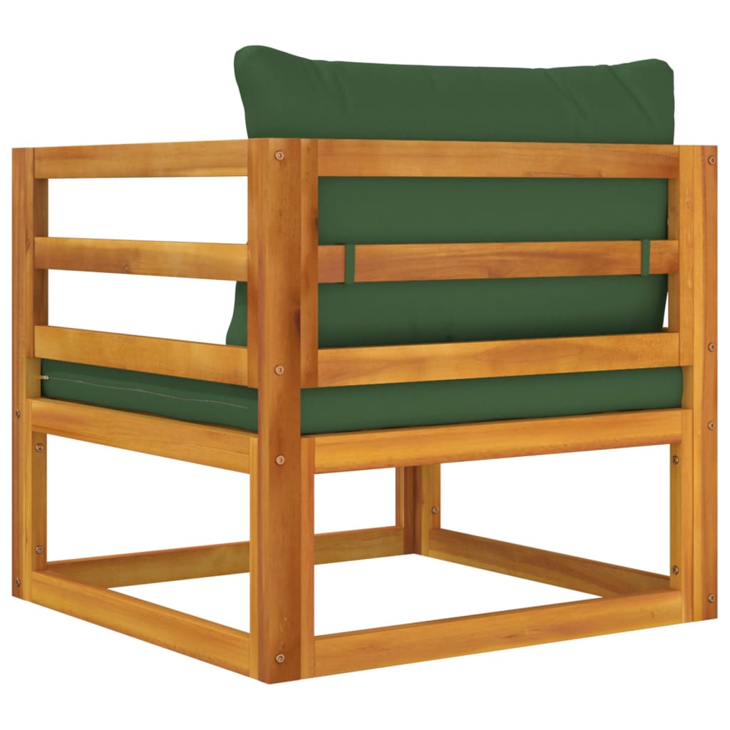 vidaXL Záhradná stolička a zelené vankúše masívna akácia