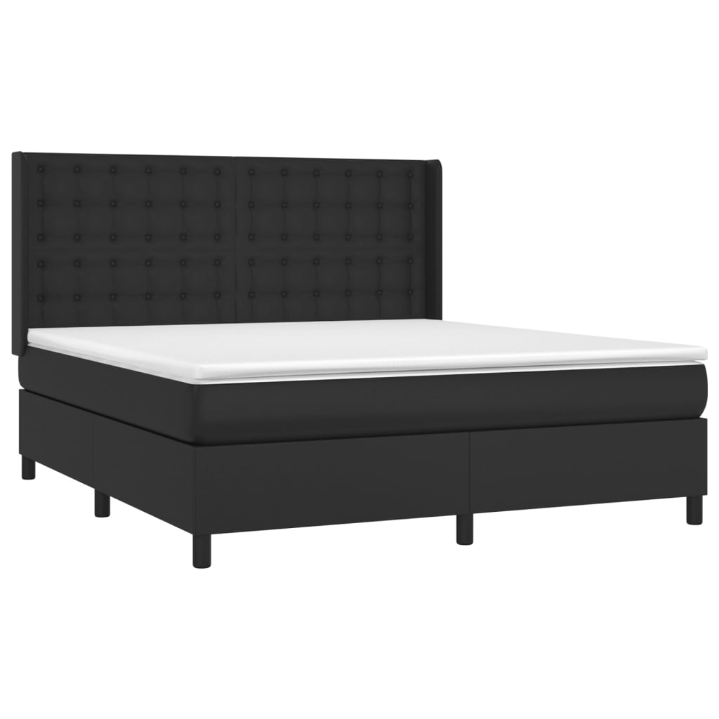 vidaXL Boxspring posteľ s matracom a LED čierna 180x200 cm umelá koža