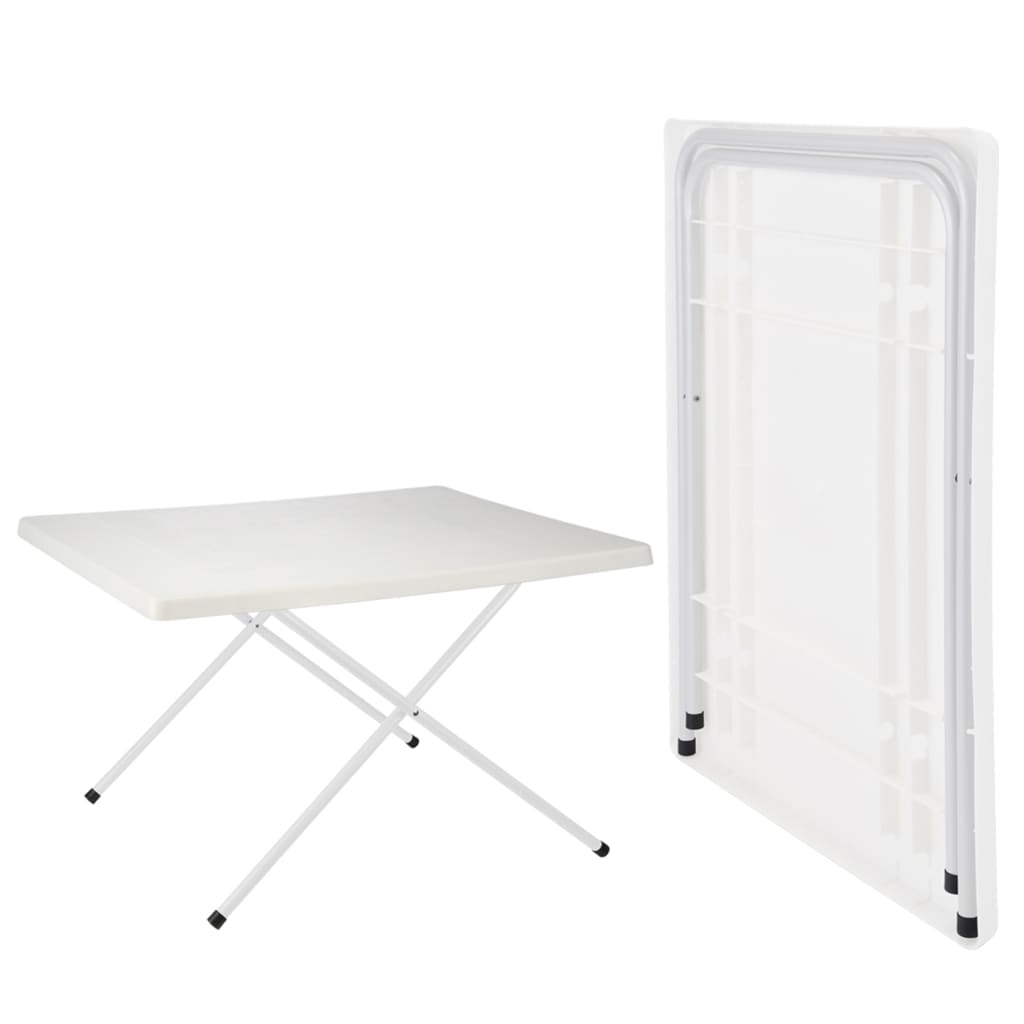HI skladací kempingový stôl biely nastaviteľný 80x60x51/61 cm