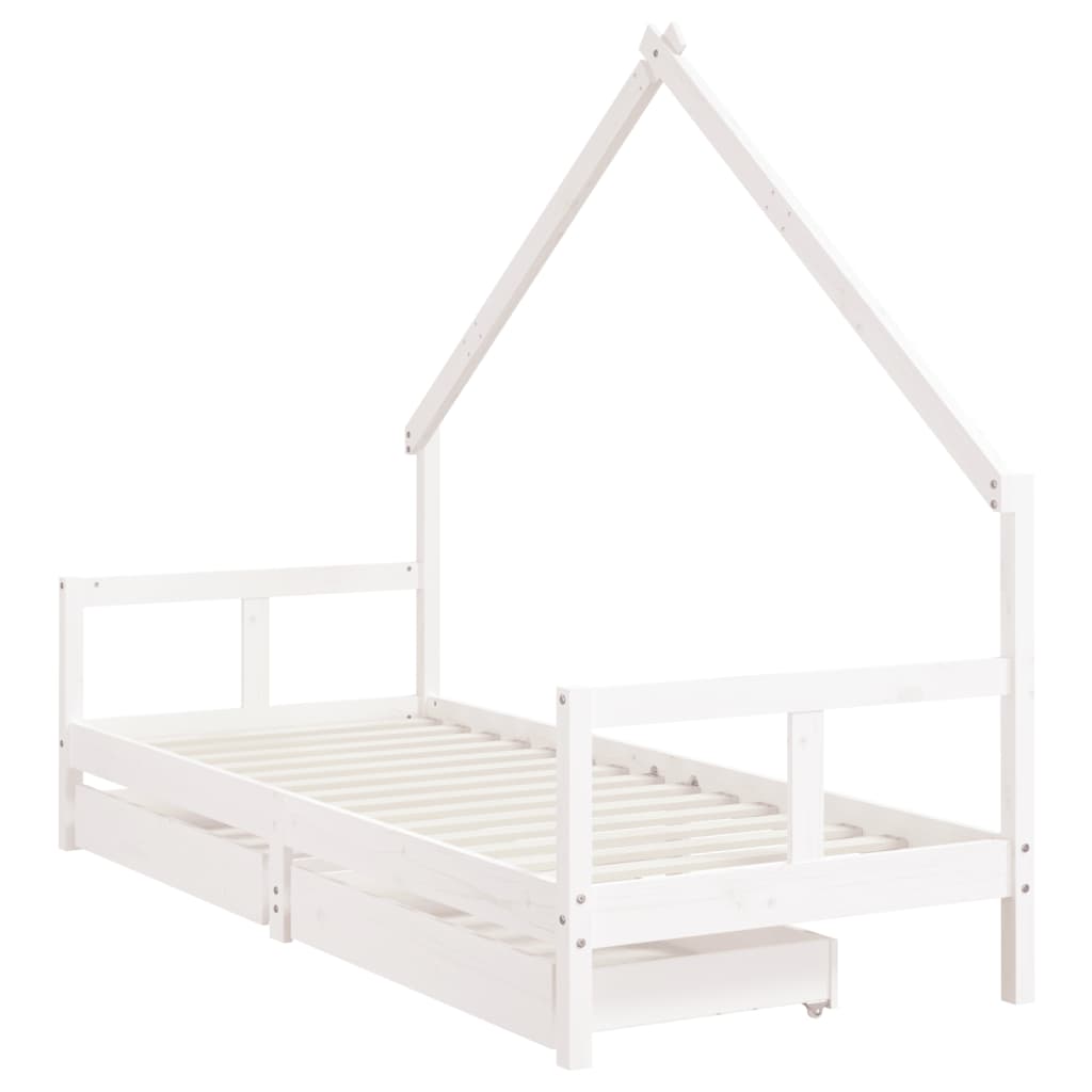 vidaXL Rám detskej postele so zásuvkami biely 80x200 cm mas. borovica