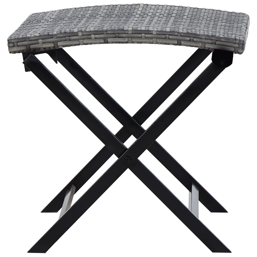 vidaXL Skladacia stolička sivá polyratanová
