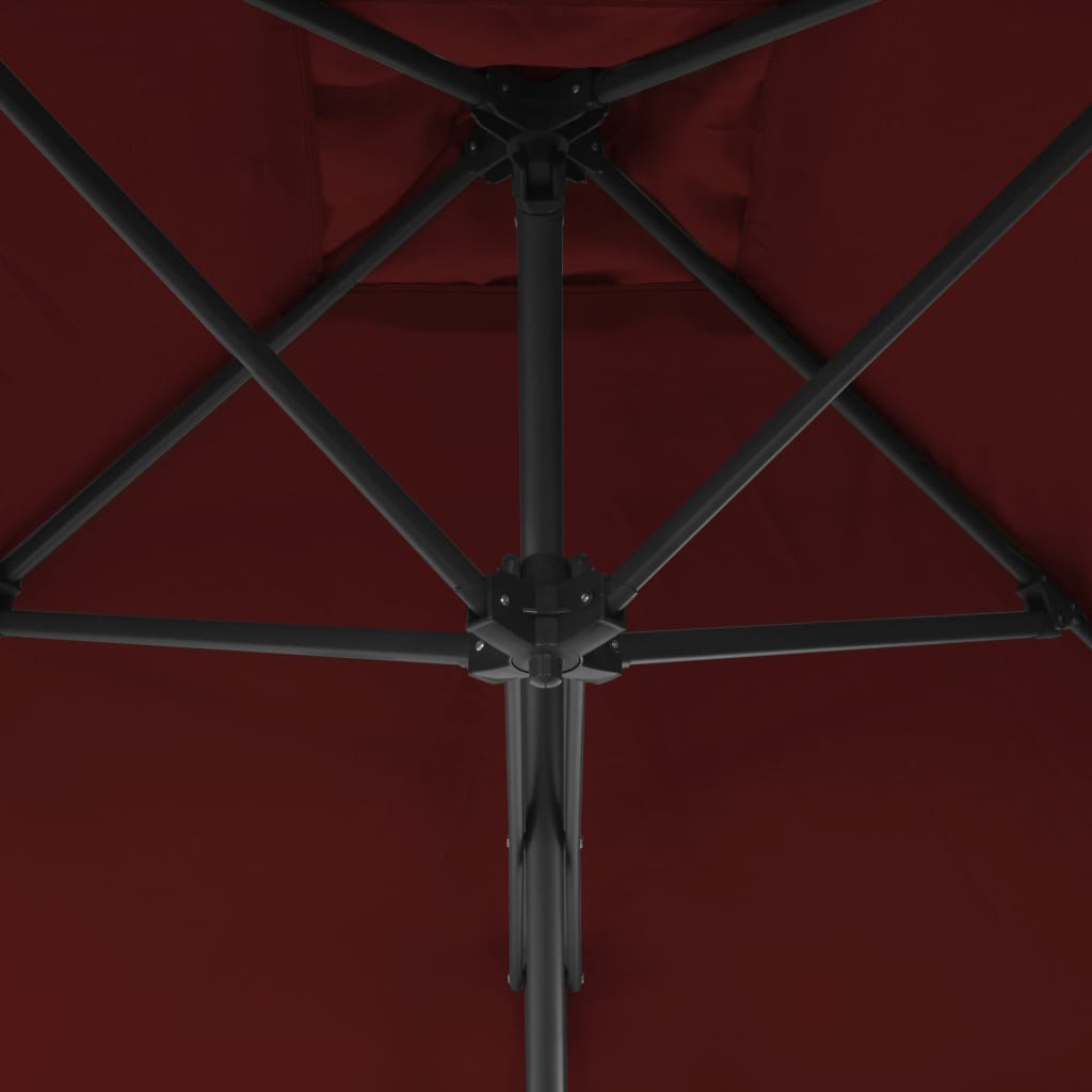 vidaXL Vonkajší slnečník s oceľovou tyčou, bordový 300x230 cm