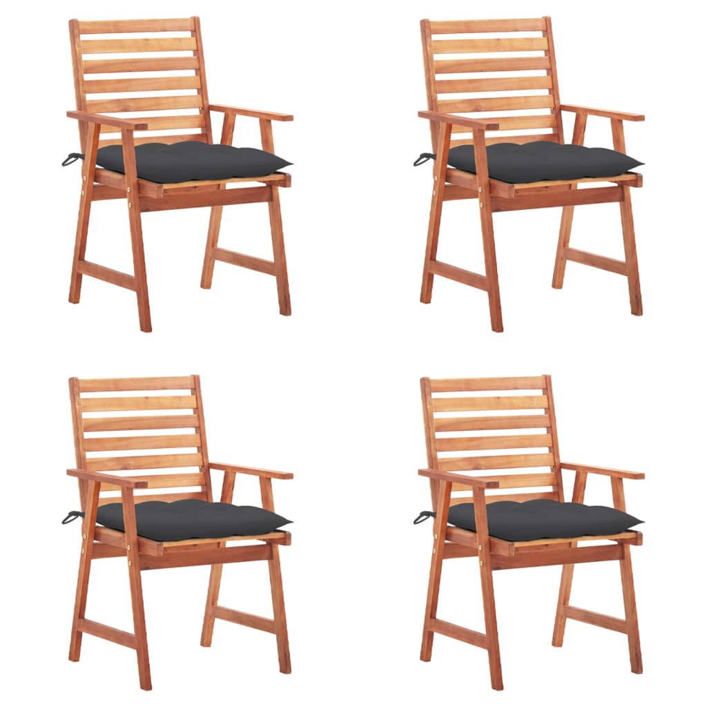 vidaXL Vonkajšie jedálenské stoličky 4 ks s podložkami masívna akácia