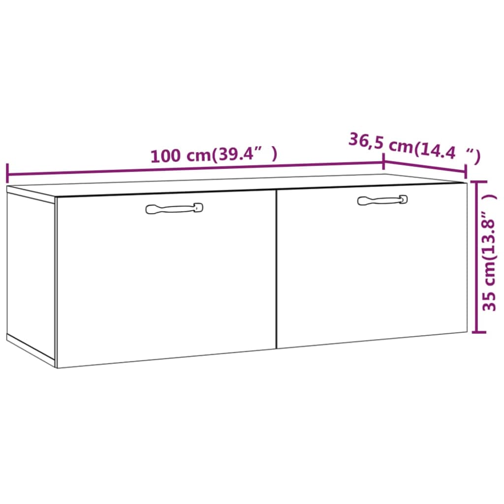 vidaXL Nástenná skrinka, biela 100x36,5x35 cm, kompozitné drevo