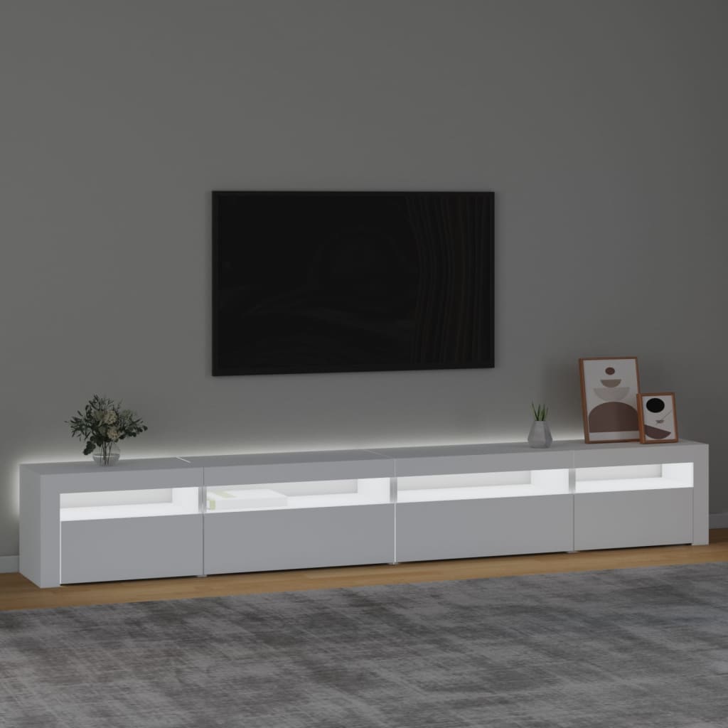 vidaXL TV skrinka s LED svetlami biela 270x35x40 cm