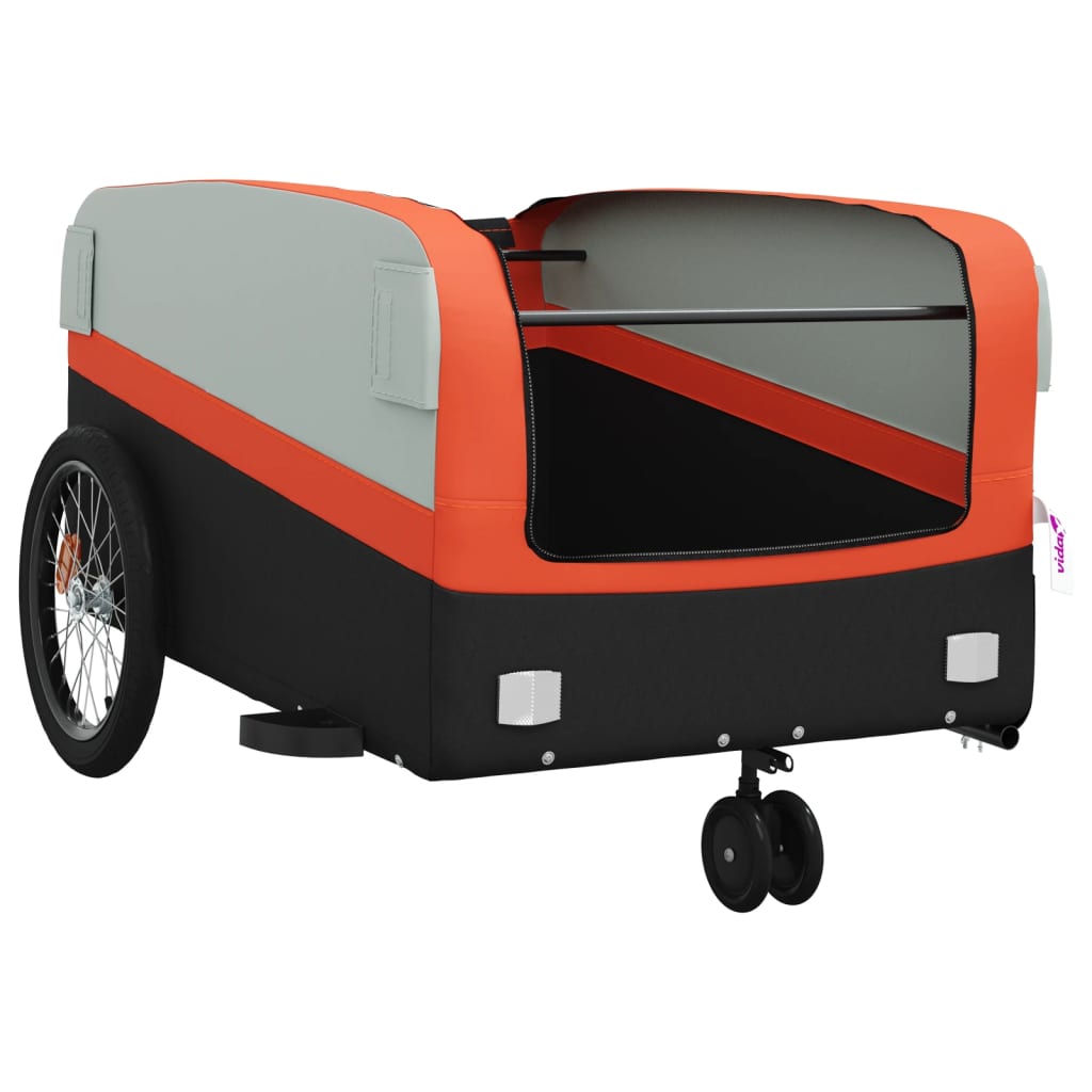 vidaXL Vozík za bicykel, čierno oranžový 45 kg, železo