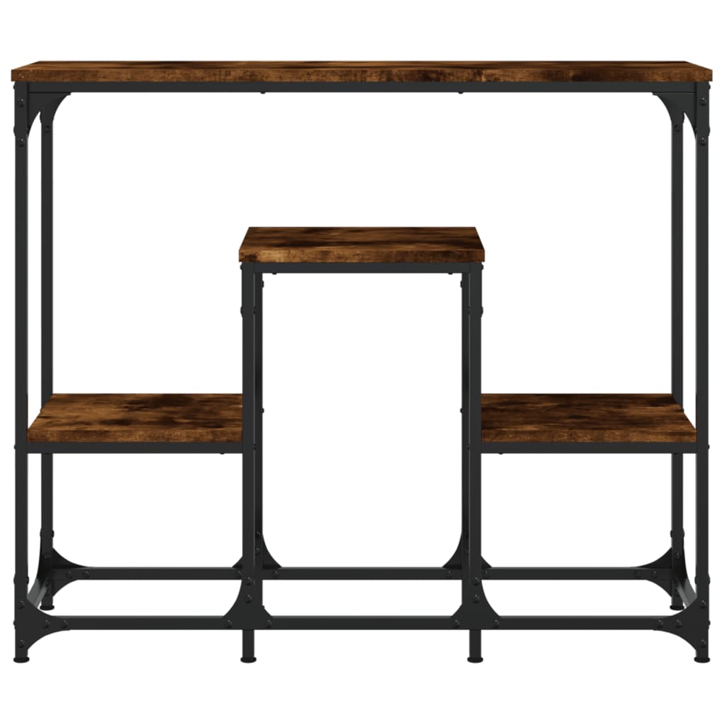vidaXL Konzolový stolík dymový dub 89,5x28x76 cm kompozitné drevo