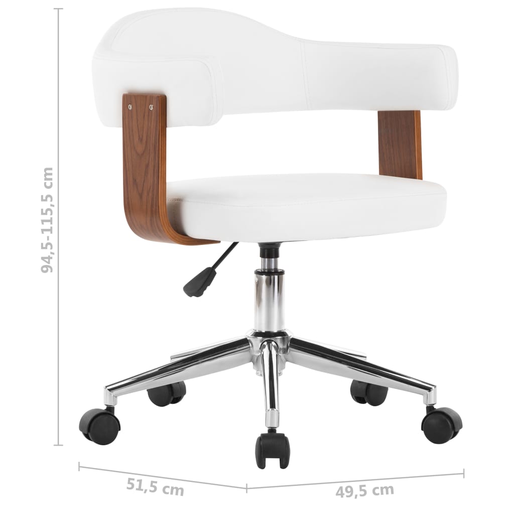 vidaXL Otočné jedálenské stoličky 4ks biele ohýbané drevo a umelá koža