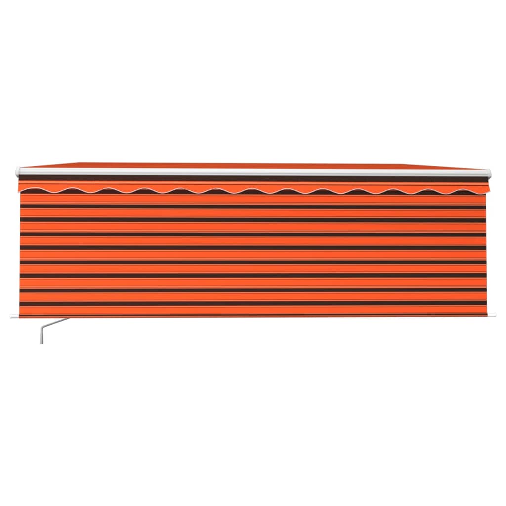 vidaXL Ručne zaťahovacia markíza s tienidlom a LED 4x3m oranžovo-hnedá