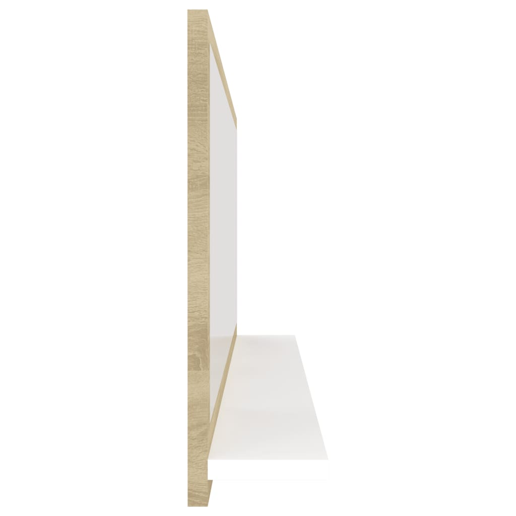 vidaXL Kúpeľňové zrkadlo, biela+sonoma 100x10,5x37cm, kompozitné drevo