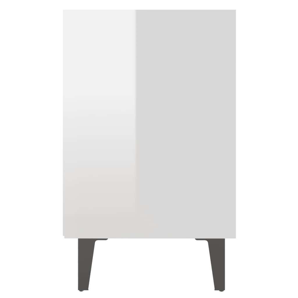 vidaXL Nočný stolík s kovovými nohami, lesklý biely 40x30x50 cm