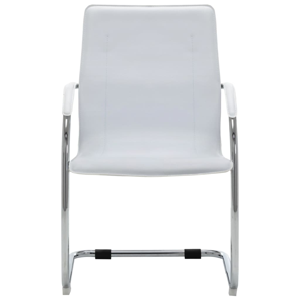 vidaXL Kancelárska stolička, perová kostra, biela, umelá koža