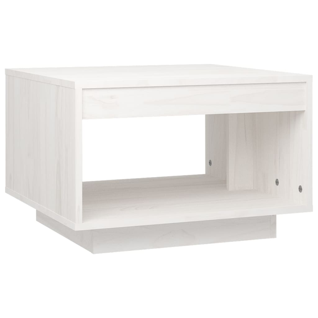 vidaXL Konferenčný stolík biely 50x50x33,5 cm masívne borovicové drevo