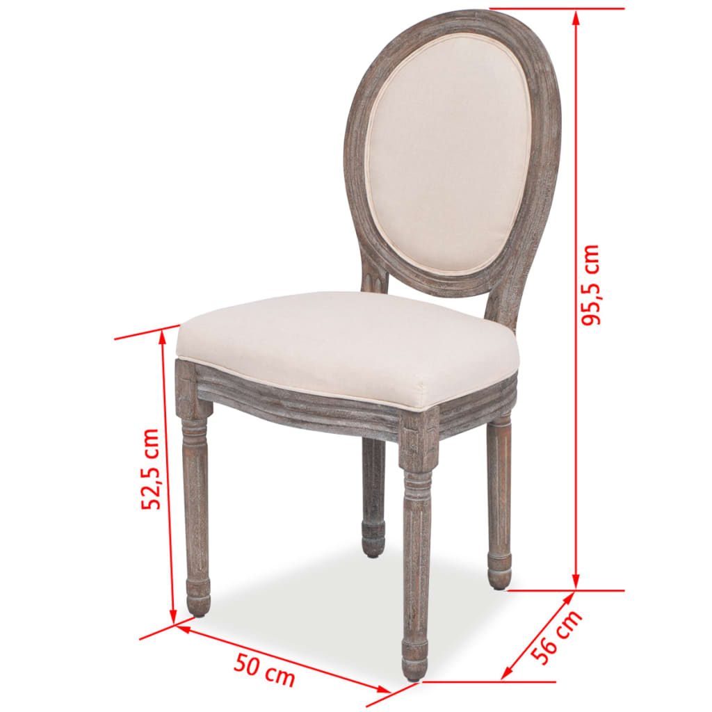 vidaXL Jedálenské stoličky 4 ks, krémové, látka