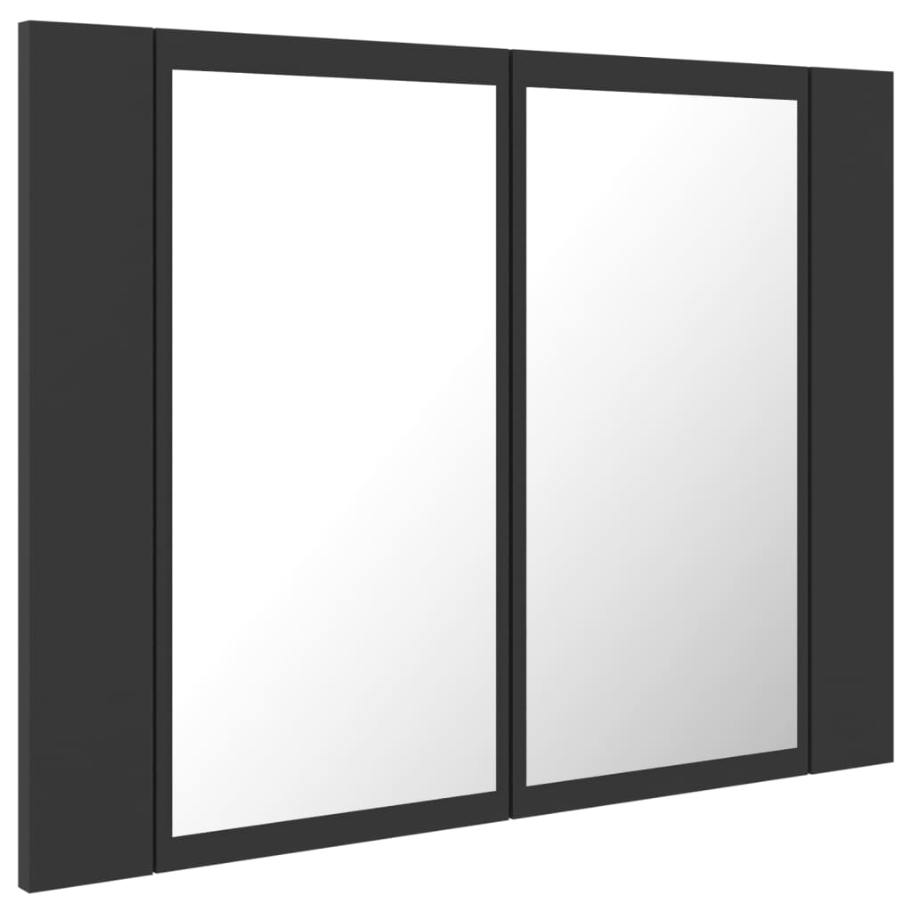 vidaXL LED kúpeľňová zrkadlová skrinka sivá 60x12x45 cm akryl