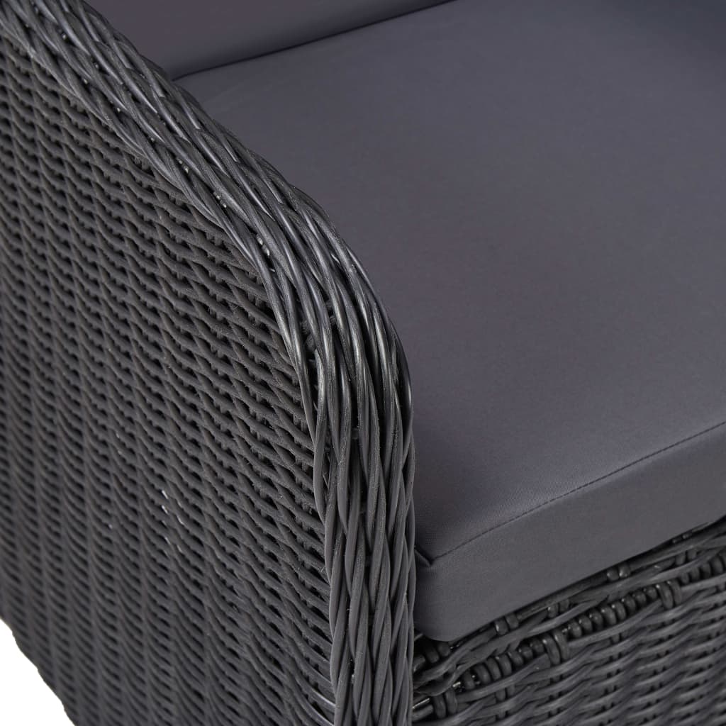 vidaXL Záhradné stoličky 2 ks s podložkami polyratan čierne