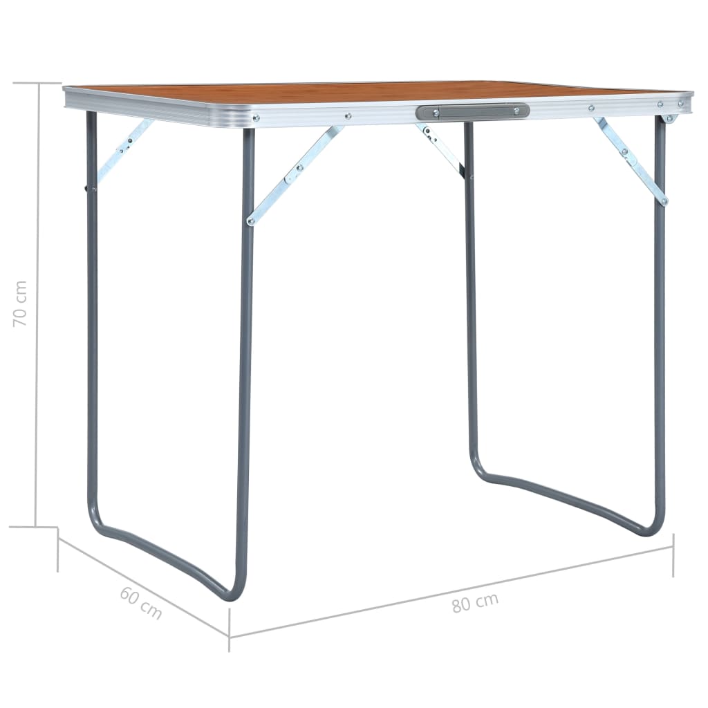 vidaXL Skladací kempingový stôl s kovovým rámom 80x60 cm