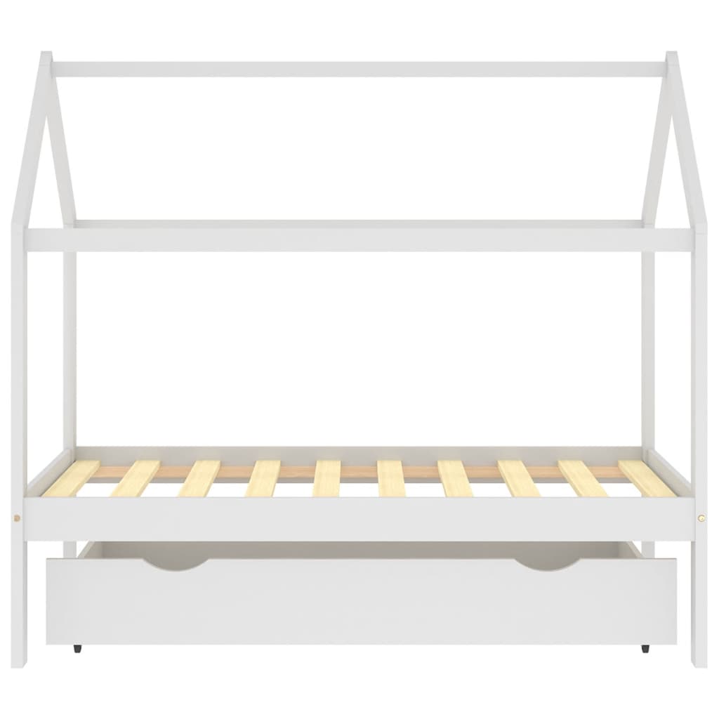 vidaXL Detský posteľný rám so zásuvkou biely 80x160 cm borovica