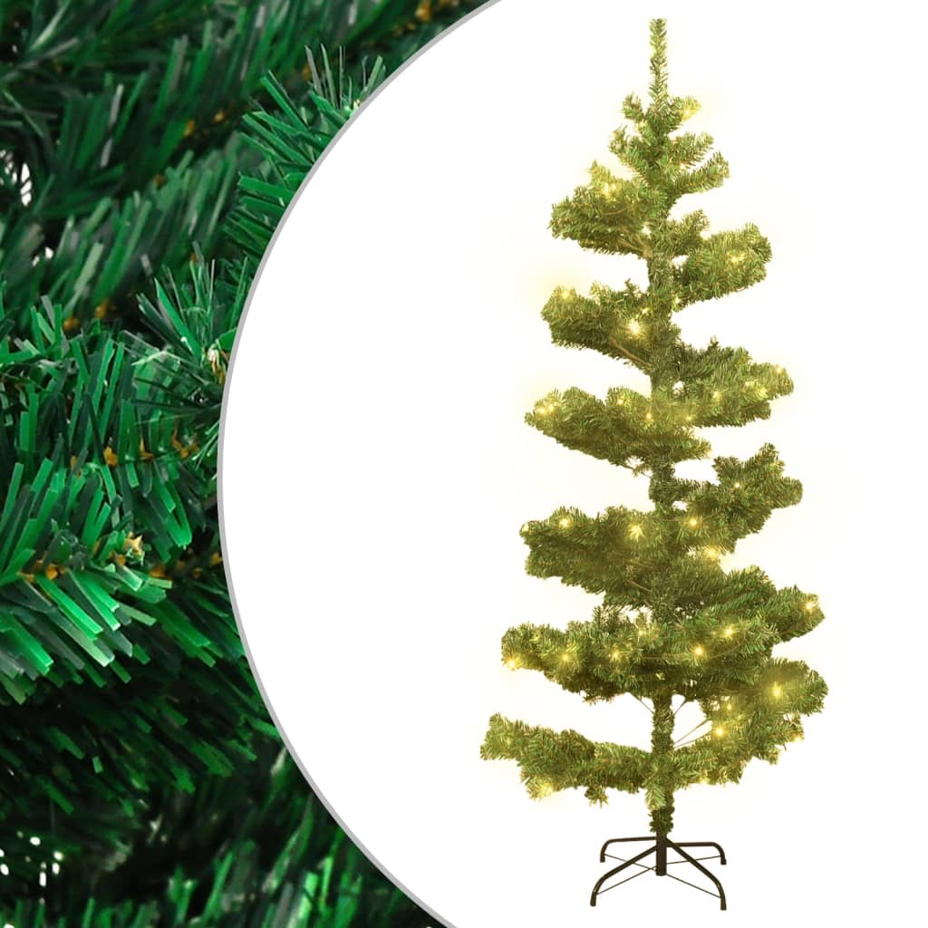 vidaXL Osvetlený špirálový vianočný stromček+stojan, zelený 180cm, PVC