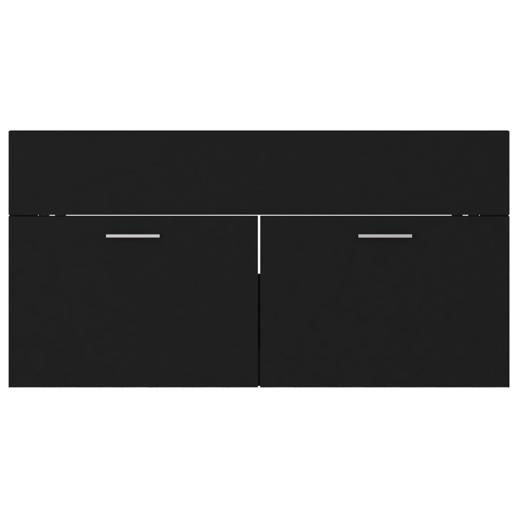 vidaXL Skrinka pod umývadlo, čierna 90x38,5x46 cm, kompozitné drevo