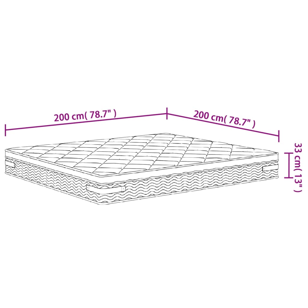 vidaXL Taštičkový pružinový matrac stredne tvrdý plus 200x200 cm