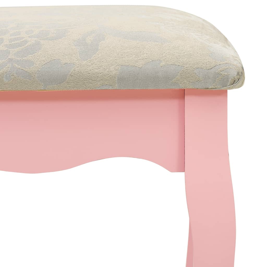 vidaXL Toaletný stolík so stoličkou ružový 100x40x146 cm drevo paulovnie