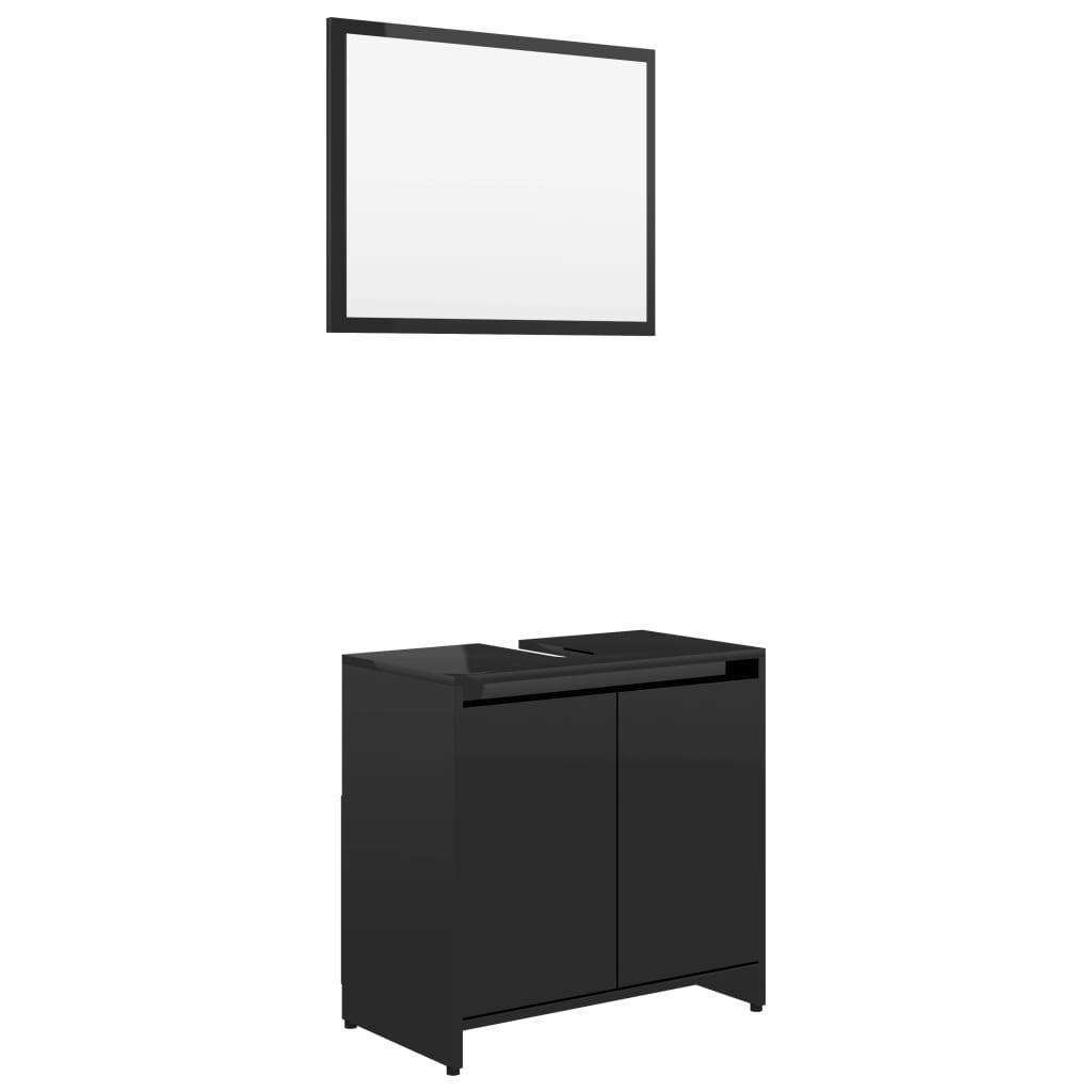 vidaXL Súprava kúpeľňového nábytku, lesklá čierna, kompozitné drevo