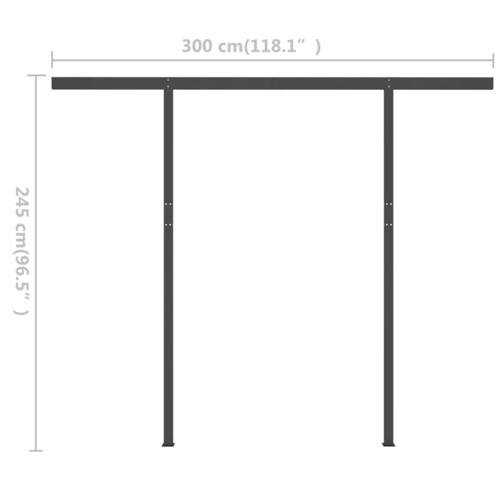 vidaXL Ručne zaťahovacia markíza so stĺpikmi 3x2,5 m antracitová