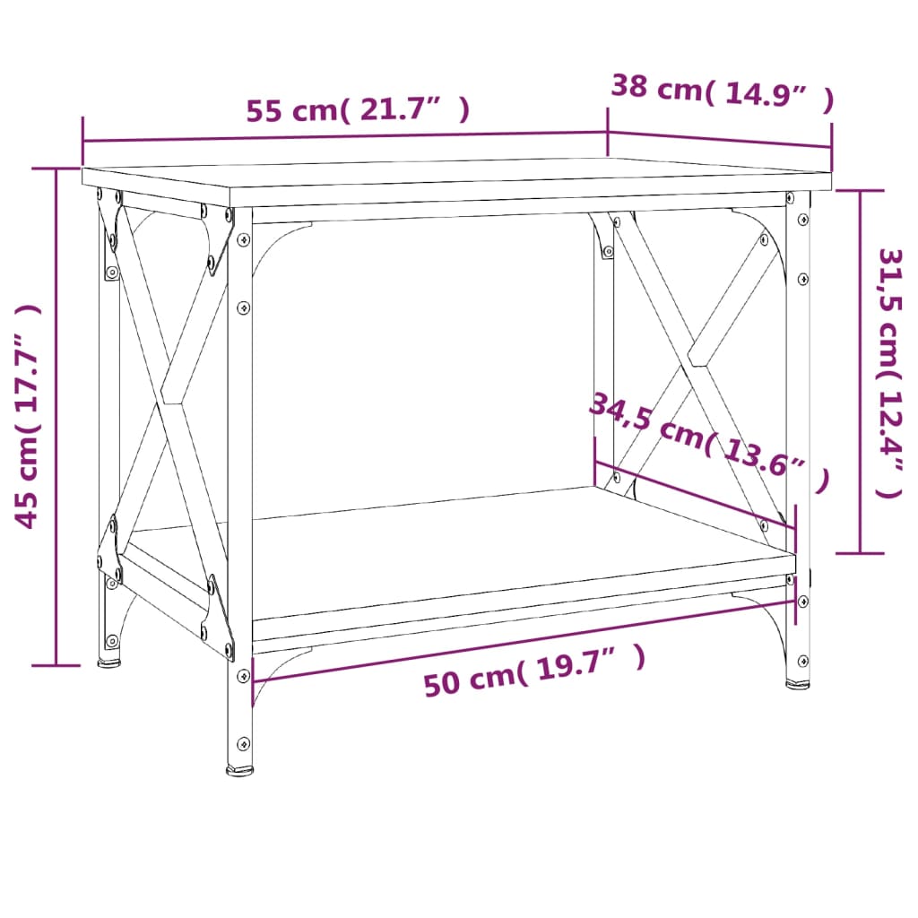 vidaXL Bočný stolík sivý dub sonoma 55x38x45 cm spracované drevo
