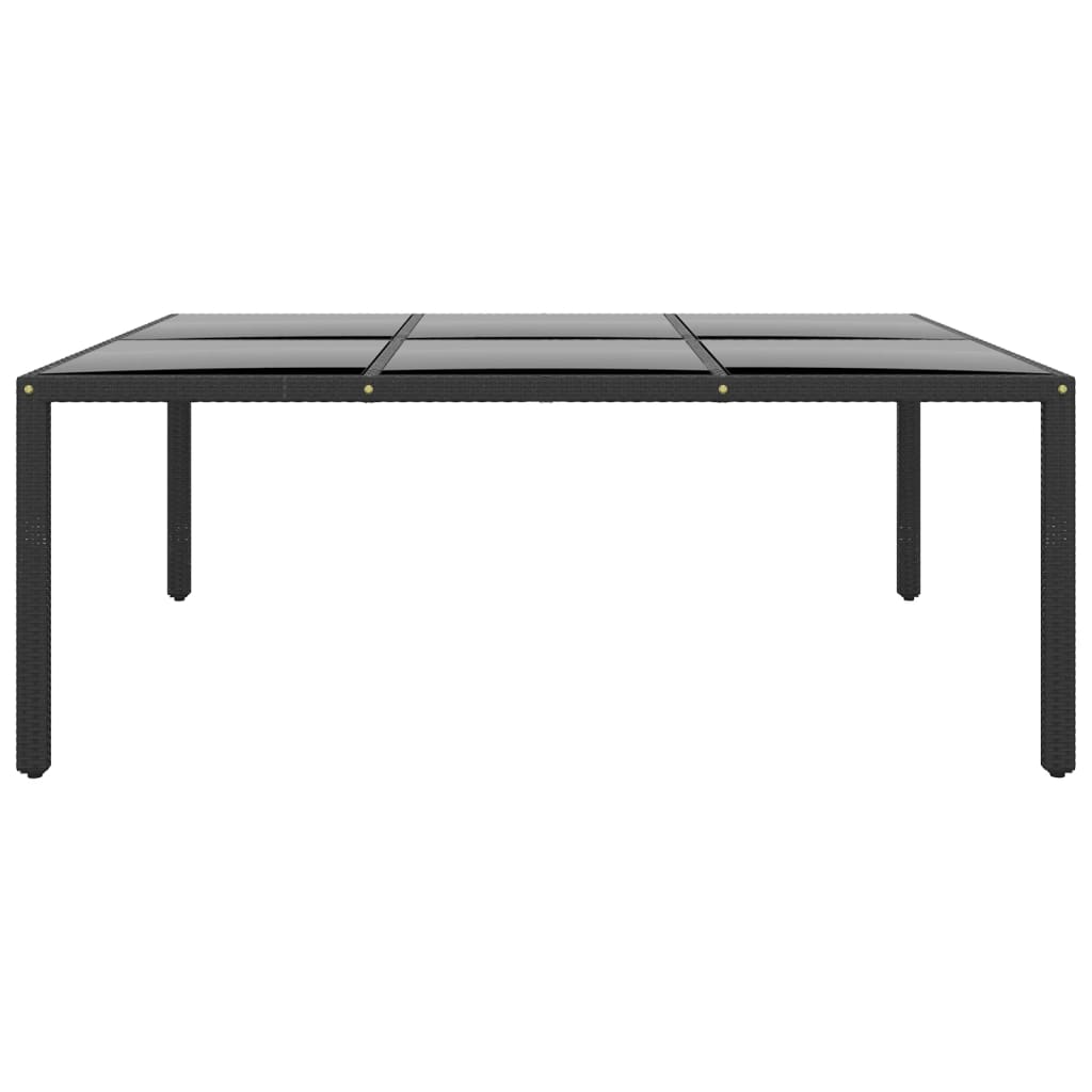 vidaXL Záhradný stôl 200x150x75 cm tvrdené sklo a polyratan čierny