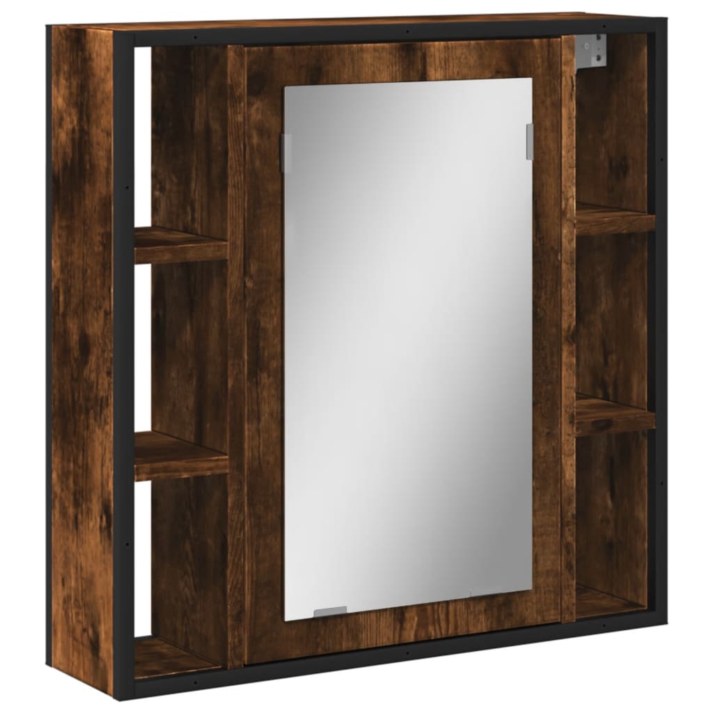 vidaXL Kúpeľ. skrinka so zrkadlom dymový dub 60x16x60 cm kompoz. drevo