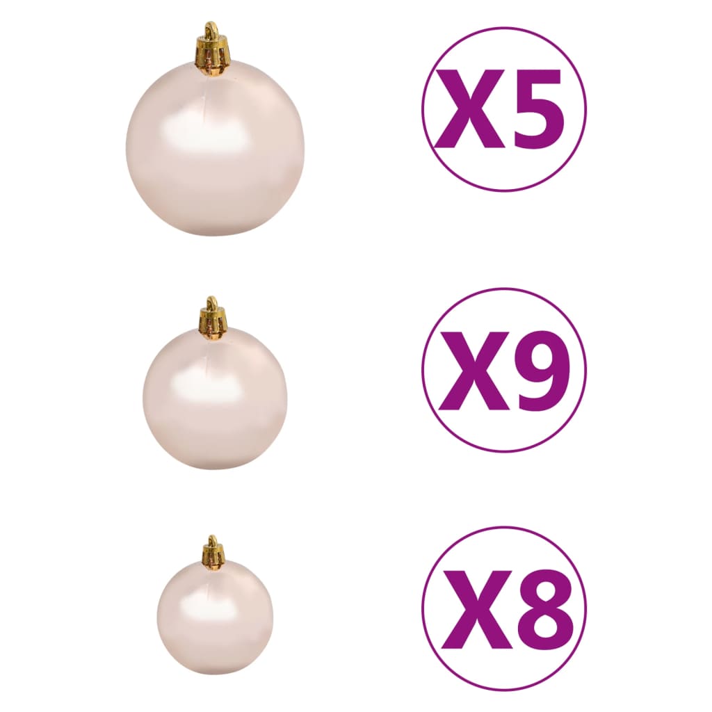 vidaXL Umelý pol vianočný stromček s LED a guľami biely 120 cm