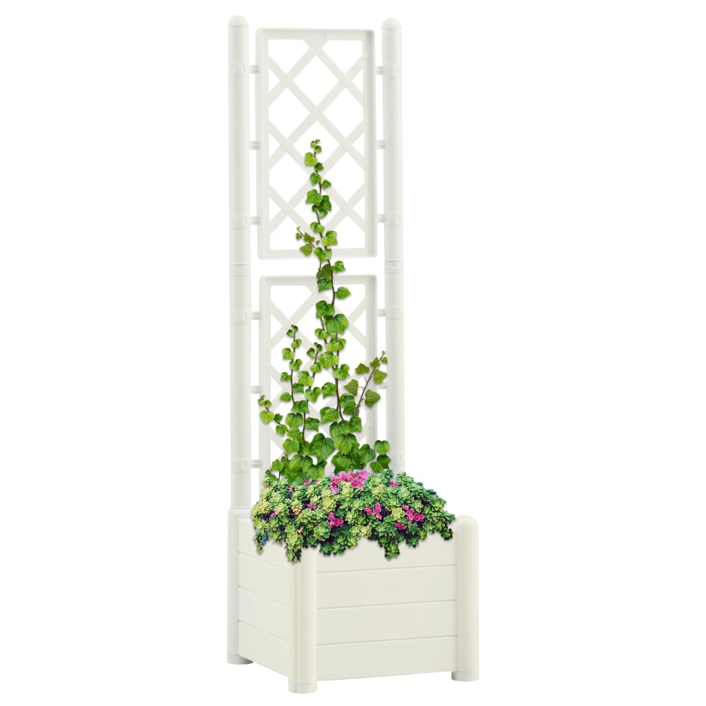 vidaXL Záhradný kvetináč s mriežkou 43x43x142 cm PP biely
