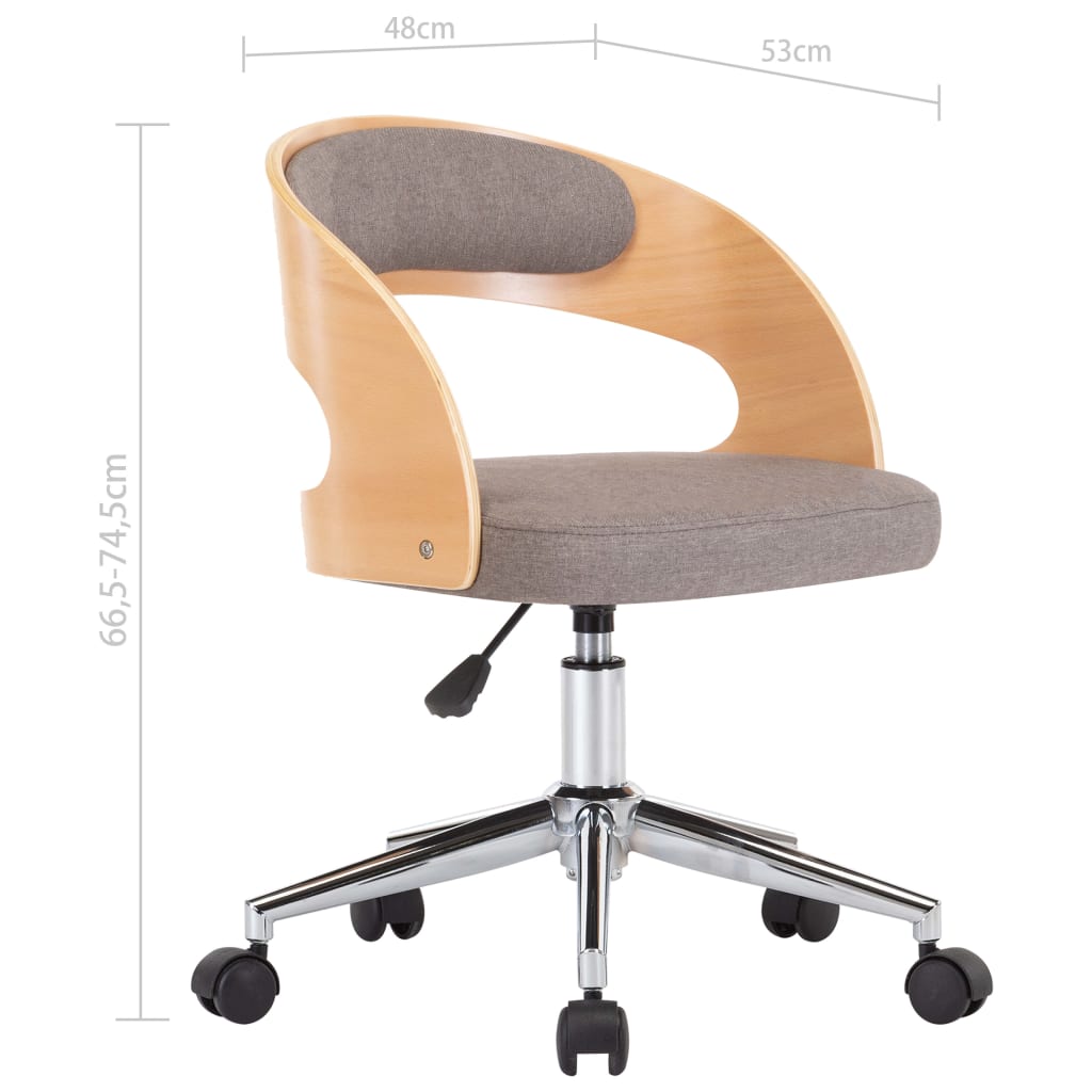 vidaXL Otočná jedálenská stolička, sivohnedá, ohýbané drevo a látka