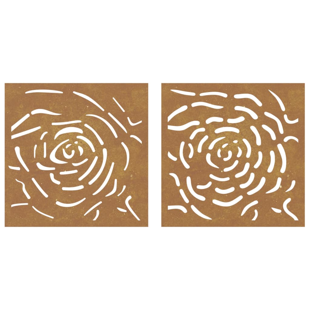 vidaXL Záhradné dekorácie 2 ks 55x55 cm, cortenová oceľ, ruža