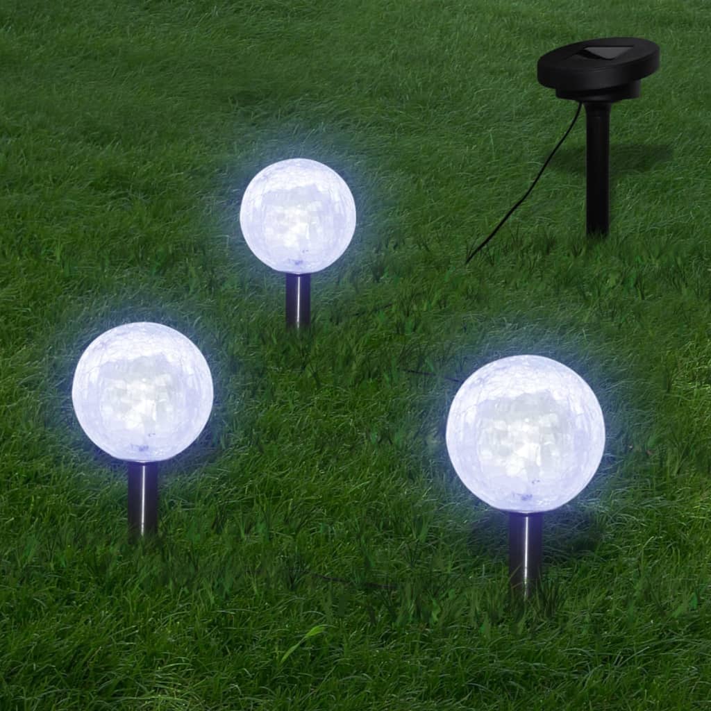 vidaXL Solárne 3 LED záhradné guľové svetlá s kolíkmi solárnym panelom