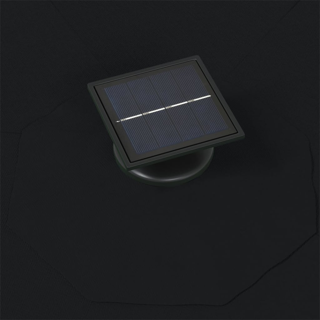 vidaXL Nástenný slnečník s LED a kovovou tyčou 300 cm čierny
