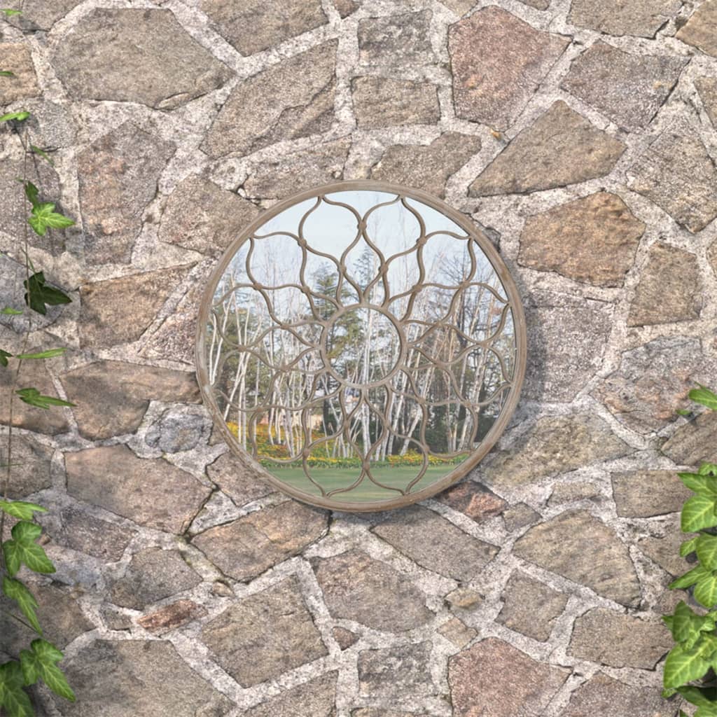 vidaXL Záhradné zrkadlo pieskové 60x3 cm okrúhle exteriérové železo