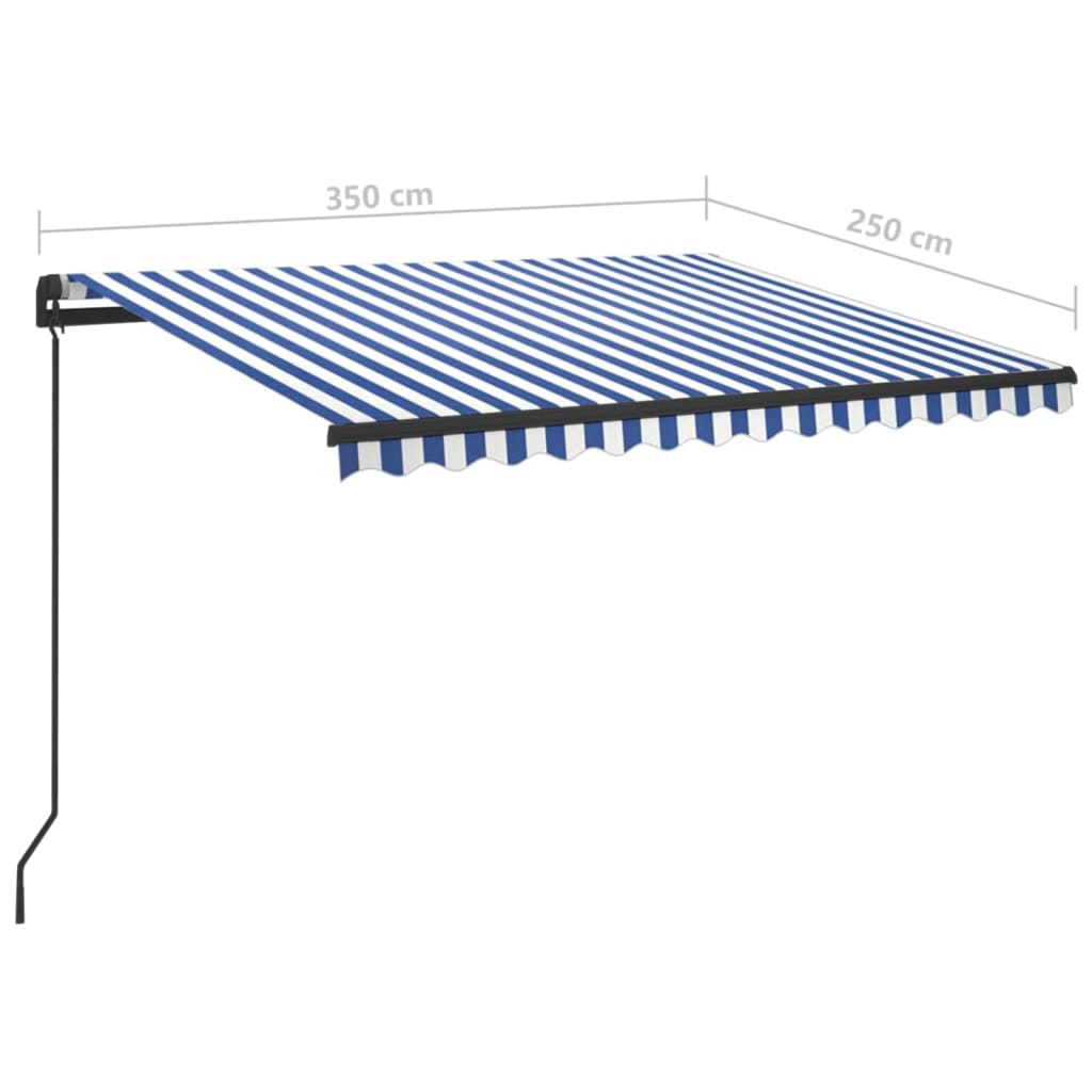 vidaXL Ručne zaťahovacia markíza s LED 3,5x2,5 m modro-biela