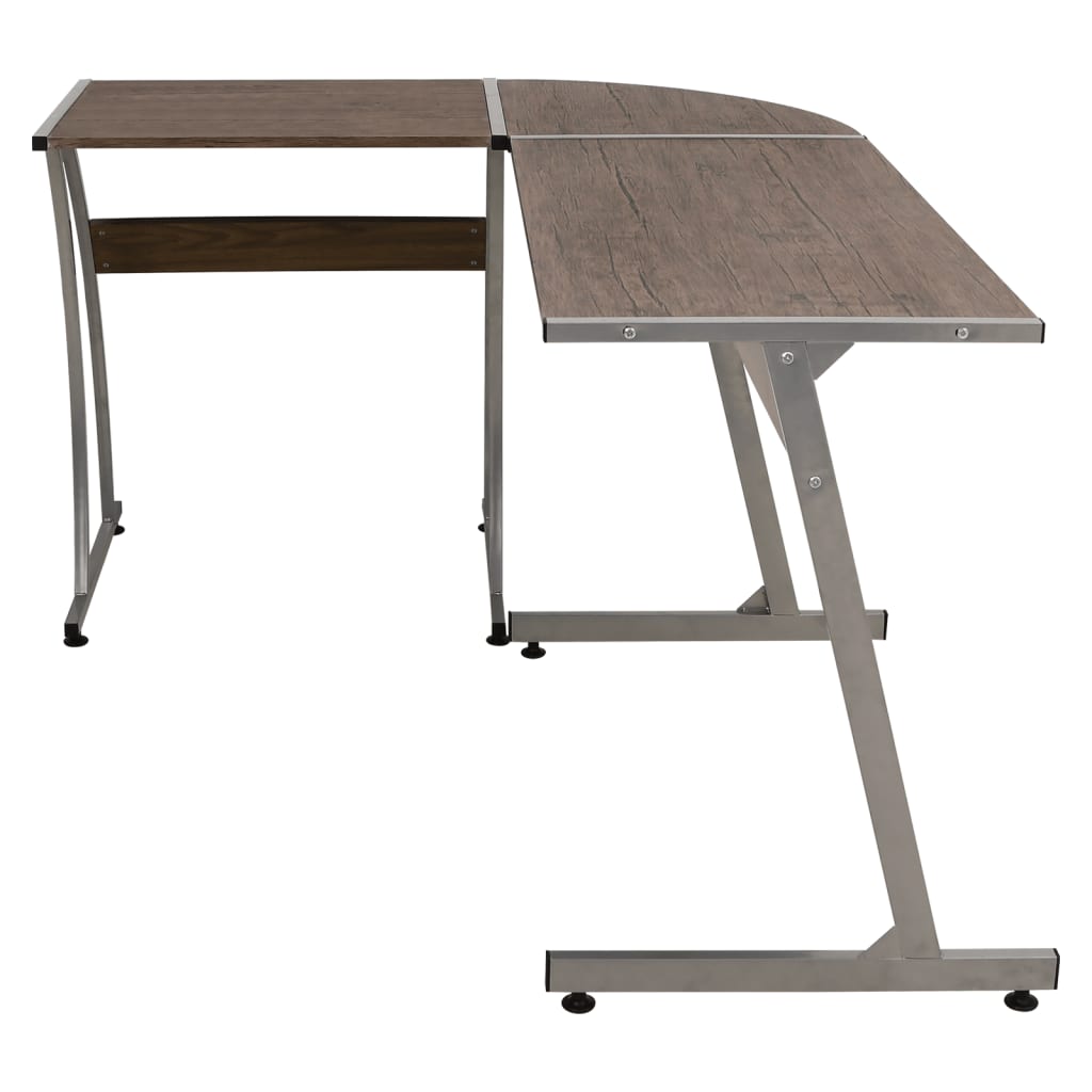 vidaXL Rohový písací stôl hnedý kompozitné drevo