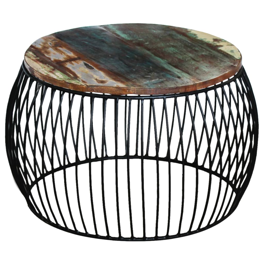 vidaXL Konferenčný stolík, okrúhly, recyklovaný masív 68x37 cm