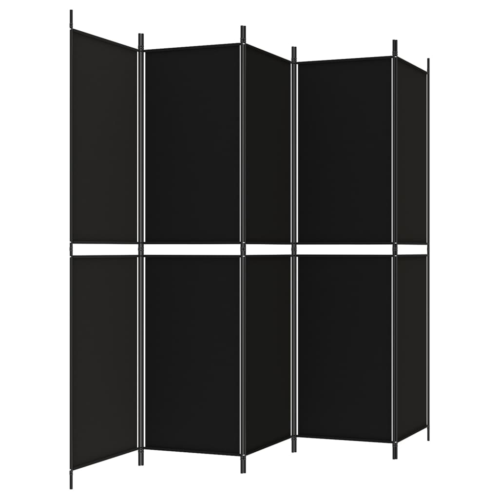 vidaXL 5-panelový paraván čierny 250x200 cm látkový